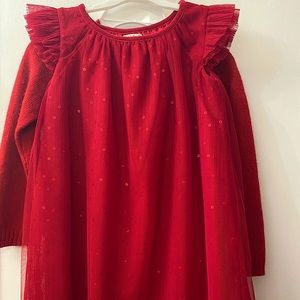 Red sequin flutter sleeve tank dress 5T